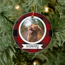 Klassieke Buffalo Plaid één foto huisdier Keramisch Ornament