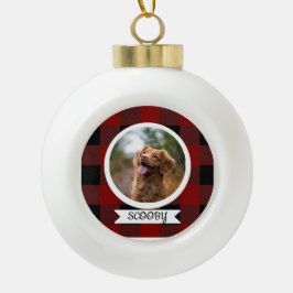 Klassieke Buffalo Plaid één foto huisdier Keramische Bal Ornament