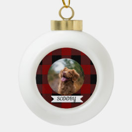 Klassieke Buffalo Plaid één foto huisdier Keramische Bal Ornament