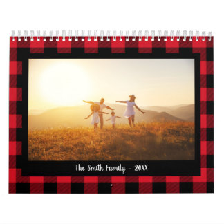 Klassieke Buffalo Plaid Familiefoto Kalender