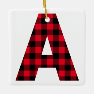 Klassieke Buffalo Plaid Monogram A Foto Keramisch Ornament