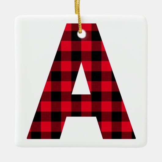 Klassieke Buffalo Plaid Monogram Een Foto Keramisch Ornament (Voorkant)