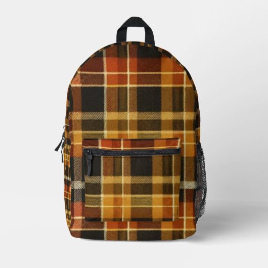 Klassieke Buffalo Plaid Rustic Brown & Terracotta Bedrukte Rugzak (Voorkant)
