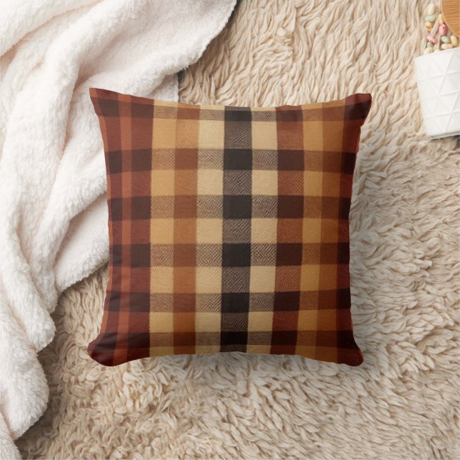 Klassieke Buffalo Plaid Rustic Brown & Terracotta Kussen (Deken)