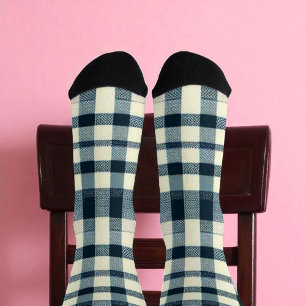 Klassieke Buffalo Plaid Rustiek Blauw Wit & Zwart Sokken