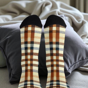 Klassieke Buffalo Plaid Sokken in Rustiek Terracot