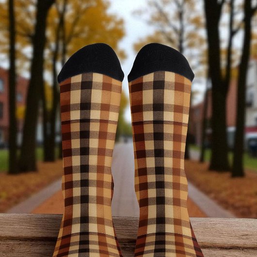 Klassieke Buffalo Plaid Sokken in Rustiek Terracot