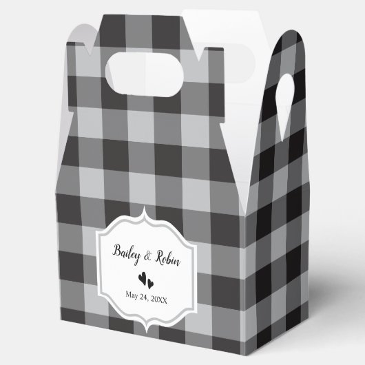 Klassieke Buffalo Pset Check Black White Weddensch Bedankdoosjes (Geopend)