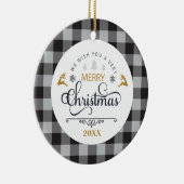 Klassieke Buffalo Pset Check Merry Kerstry Keramisch Ornament (Rechts)