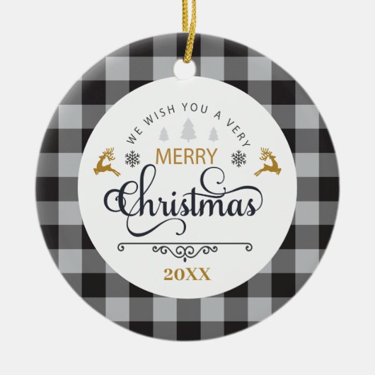 Klassieke Buffalo Pset Check Merry Kerstry Keramisch Ornament (Voorkant)