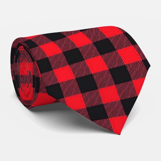 Klassieke Buffel Check Red Lumberjack Plaid Stropdas (Opgerold)