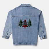 Klassieke Buffel Plaid Vrolijke Kerstbomen Denim Jacket (Achterkant)