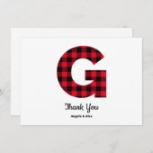 Klassieke Buffelplaat letter G Weddenschap Monogra Bedankkaart (Voorkant / Achterkant)