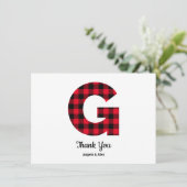 Klassieke Buffelplaat letter G Weddenschap Monogra Bedankkaart (Staand voorkant)