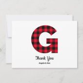 Klassieke Buffelplaat letter G Weddenschap Monogra Bedankkaart (Voorkant)