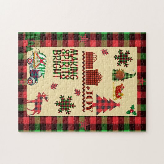 Klassieke buffelstang met warme kerst legpuzzel (Horizontaal)