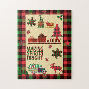 Klassieke buffelstang met warme kerst legpuzzel