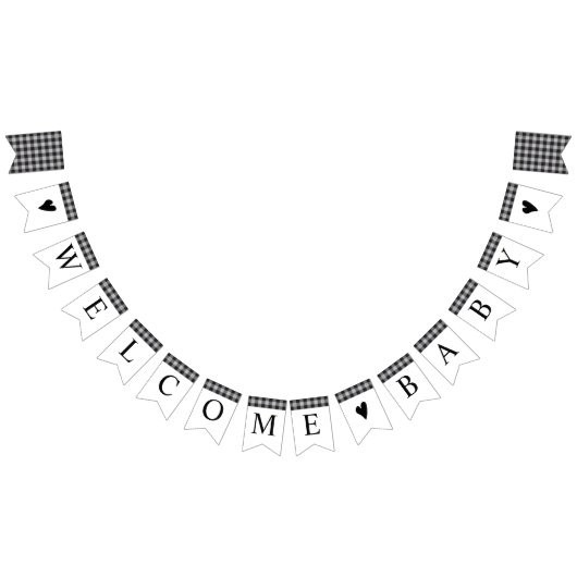 Klassieke buffelwitte Baby shower met Plays Black Vlaggetjes (Alle)