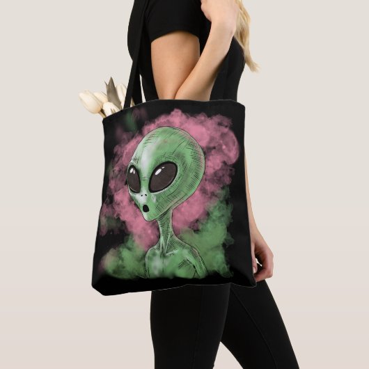 Klassieke buitenaardse illustratie tote bag (Dichtbij)
