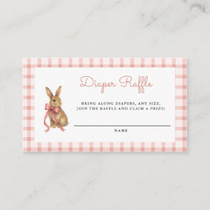 Klassieke Bunny Girl Baby Shower Luierloterij Informatiekaartje
