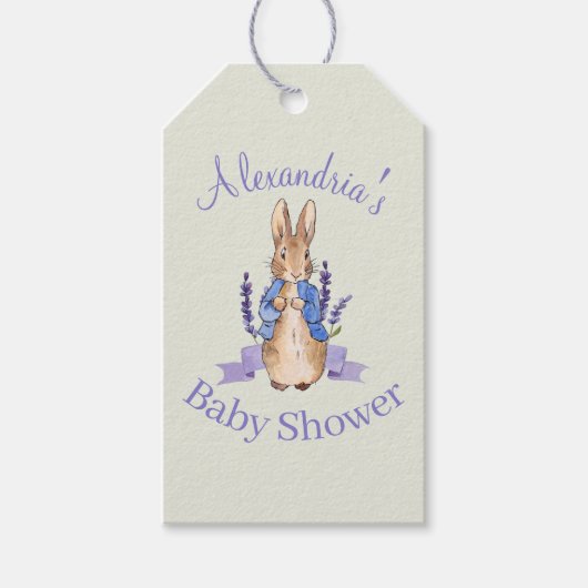 Klassieke Bunny in blauwe jas Cadeaulabel (Voorkant)