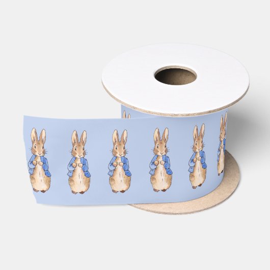 Klassieke Bunny in blauwe jas Satijnen Lint (Spoel)