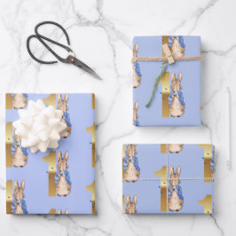 Klassieke Bunny konijn Eerste Verjaardag Inpakpapier Vel