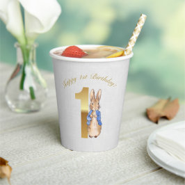Klassieke Bunny konijn Eerste Verjaardag Papieren Bekers
