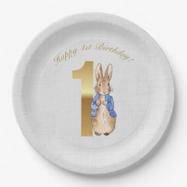Klassieke Bunny konijn Eerste Verjaardag Papieren Bordje