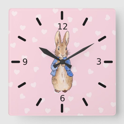 Klassieke Bunny Konijn Vierkante Klok (Voorkant)