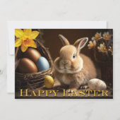 Klassieke Bunny met Eieren Happy Pasen Kaart (Voorkant)