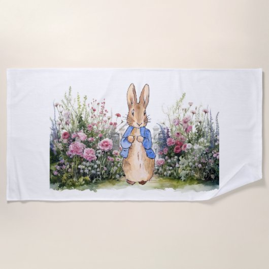 Klassieke Bunny Rabbit blauwe jas Strandlaken (Voorkant)