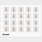 Klassieke Bunny Rabbit blauwe jas Vierkante Sticker (Vel)