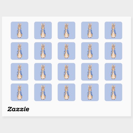 Klassieke Bunny Rabbit blauwe jas Vierkante Sticker (Vel)