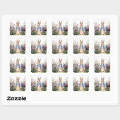 Klassieke Bunny Rabbit blauwe jas Vierkante Sticker (Vel)