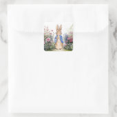 Klassieke Bunny Rabbit blauwe jas Vierkante Sticker (Tas)