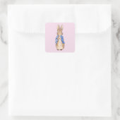 Klassieke Bunny Rabbit blauwe jas Vierkante Sticker (Tas)