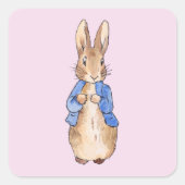 Klassieke Bunny Rabbit blauwe jas Vierkante Sticker (Voorkant)