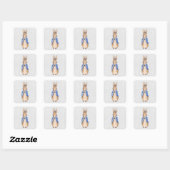 Klassieke Bunny Rabbit blauwe jas Vierkante Sticker (Vel)