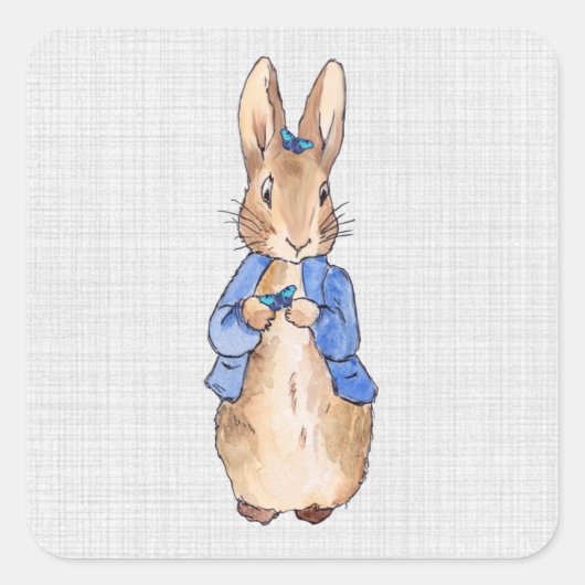 Klassieke Bunny Rabbit blauwe jas Vierkante Sticker (Voorkant)