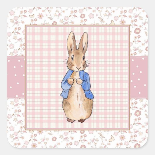 Klassieke Bunny Rabbit blauwe jas Vierkante Sticker (Voorkant)