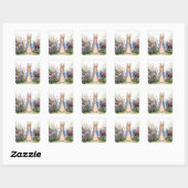 Klassieke Bunny Rabbit blauwe jas Vierkante Sticker (Vel)