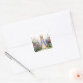 Klassieke Bunny Rabbit blauwe jas Vierkante Sticker (Envelop)