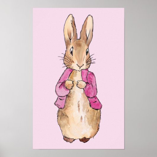 Klassieke Bunny Rabbit roze jas kinderkamer kunst Poster (Voorkant)