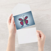 Klassieke Butterfly-Sticker All In One Uitnodiging (Afscheurbaar)