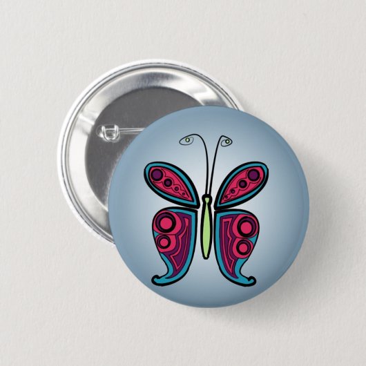 Klassieke Butterfly-Sticker Ronde Button 5,7 Cm (Voorkant /achterkant)