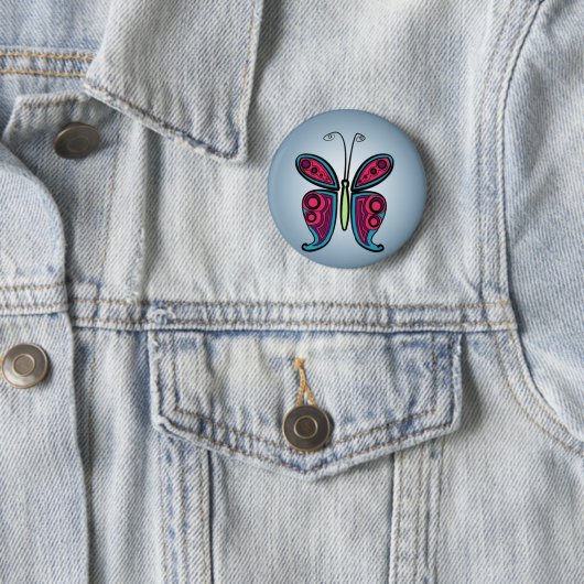 Klassieke Butterfly-Sticker Ronde Button 5,7 Cm (In situ)