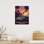 Klassieke cabriolet cruisen door oranje provincie poster (Keuken)