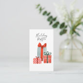 Klassieke cadeaufeestdag kerstcadeaus visitekaartje (Staand voorkant)