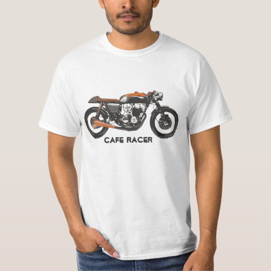 Klassieke cafe racemotorfiets t-shirt (Voorkant)